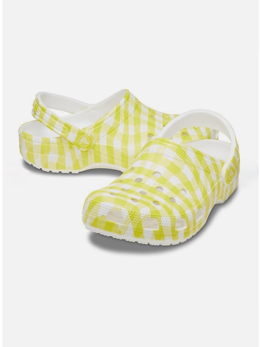 CROCS Gingham-Print Clog Sandals in Yellow and White, NWOB - Picture 2 of 5